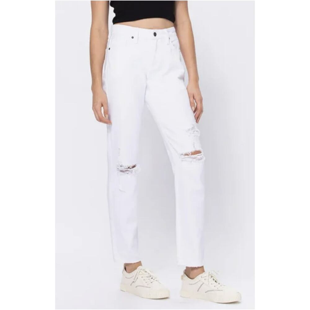 Hidden Jeans Bailey Hi Rise Boyfriend Distressed WMNS 24 White Denim 100% Cotton